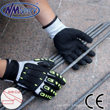 NMSAFETY EN388 4543 gant anti-choc et couper 5 gants de travail de gant TPR chips sur le dos et la boucle magique